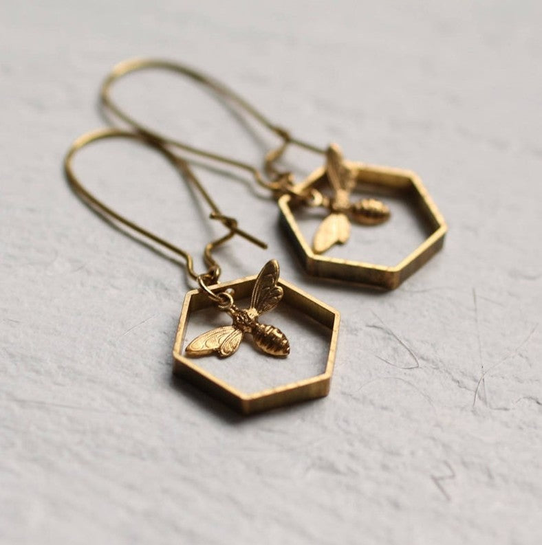 Geometric Cross Bee Earrings - product image 2