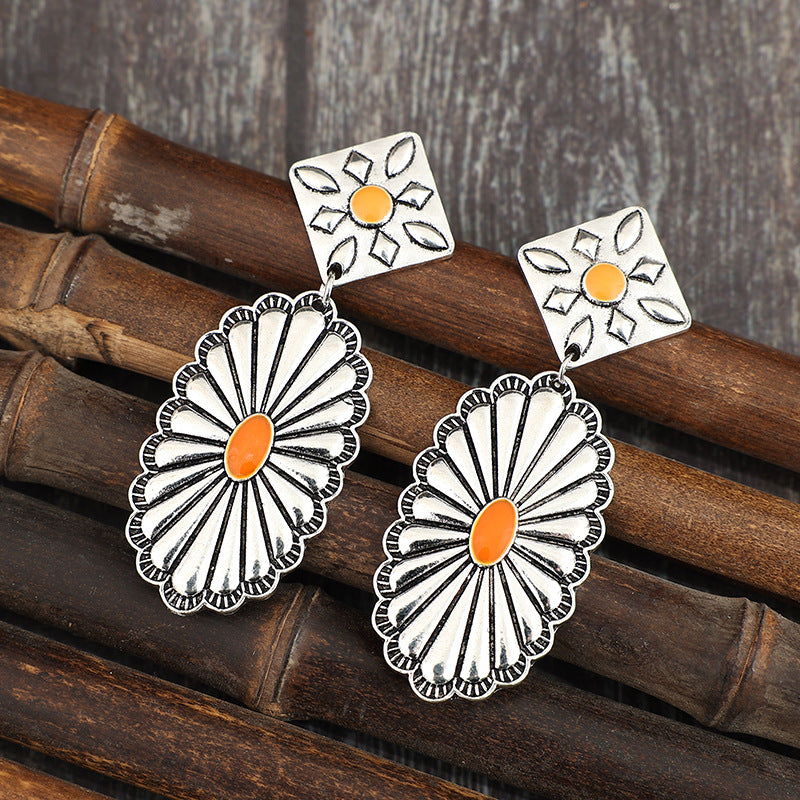 Boho Vintage Cross Resin Earrings