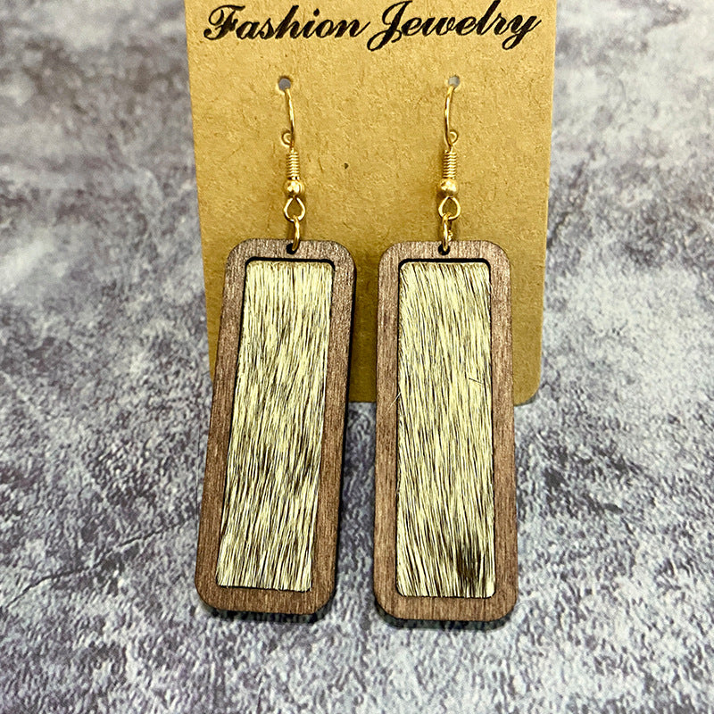 Western Vintage Geometric Cross Leather Earrings - product image 10