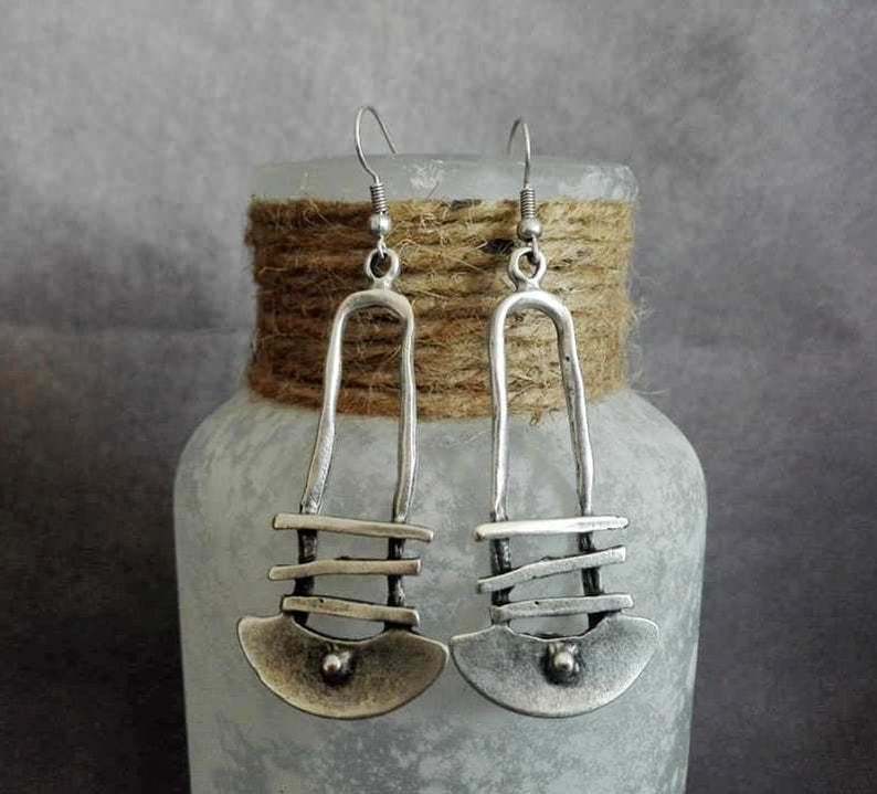 Vintage Statement Geometric Cross Earrings - product image 5