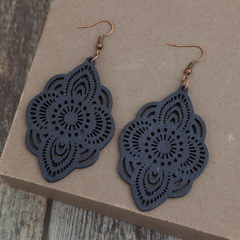 Vintage Floral Cross Wood Earrings - product image 16