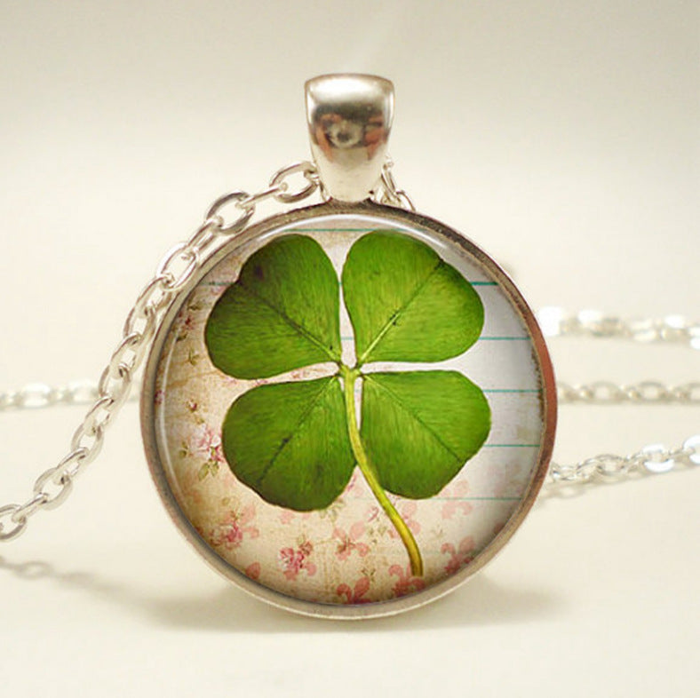 Arrivals Lucky Clover Time Gemstone Glass Pendant Necklace of Jewelry - product image 3
