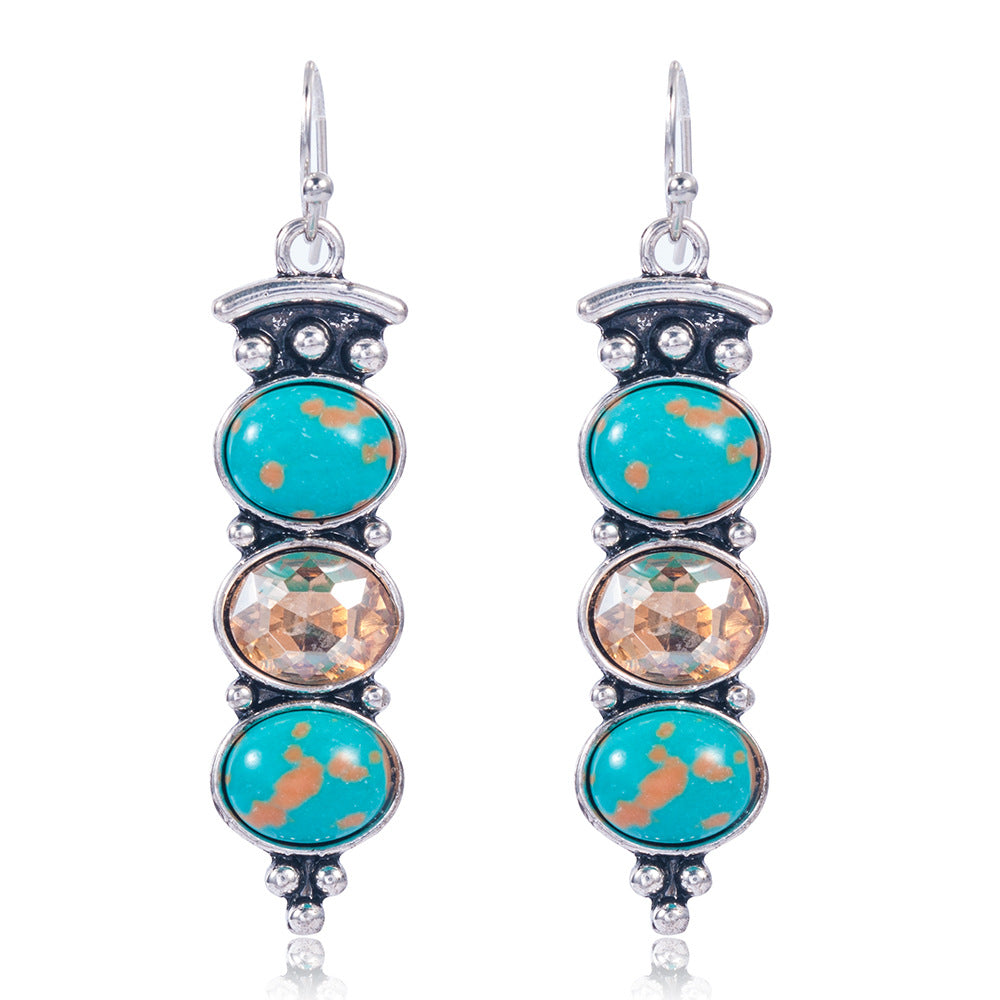 Turquoise Vintage Crystal Earrings for Women - product image 2