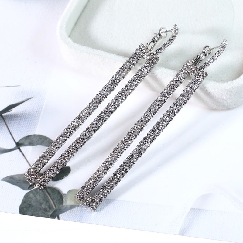 Statement Geometric Cross Crystal Earrings - product image 11