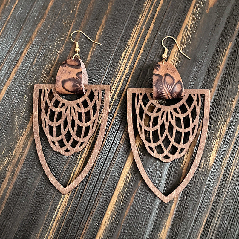 Vintage Statement Cross Wood Earrings - product image 7
