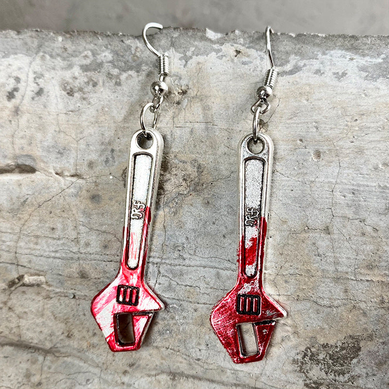 Bloodstained Horror Halloween Earrings Scissors Axe Knife Unique Party - product image 12