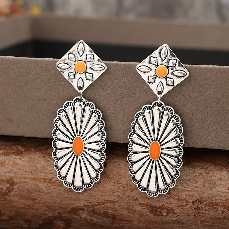 Boho Vintage Cross Resin Earrings