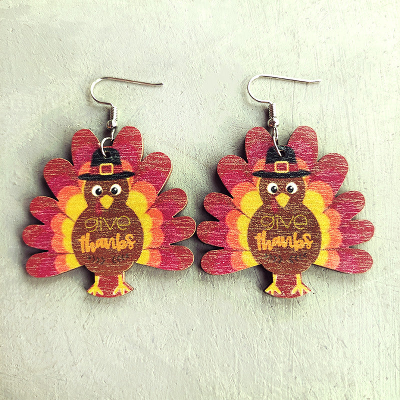 Thanksgiving Turkey Earrings - Water Drop Polka Dot Football Sports Earrings - product image 6
