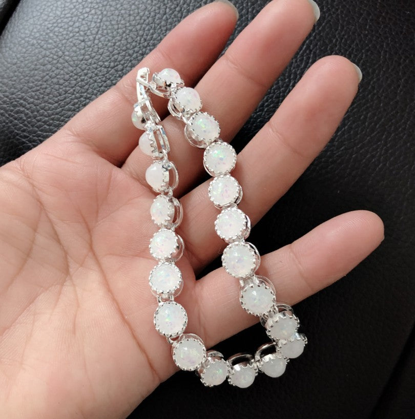 2018new Roman Opal Bracelet Women's Opal Inlaid Silver Bracelet for Women