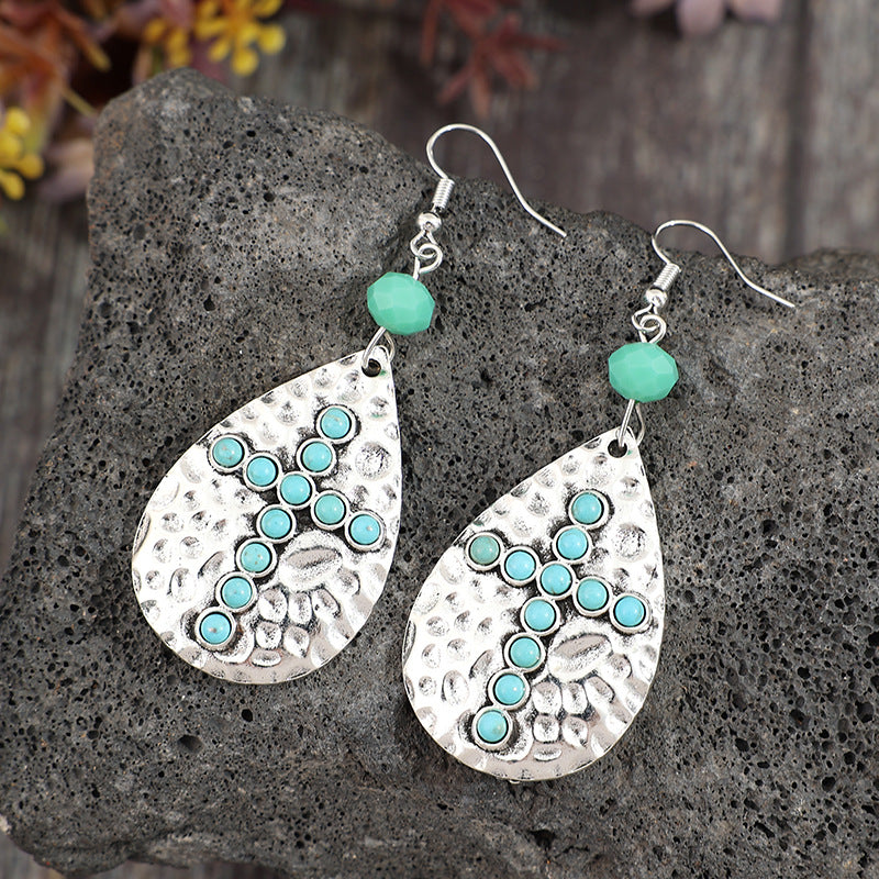 Turquoise Boho Cross Earrings - product image 3