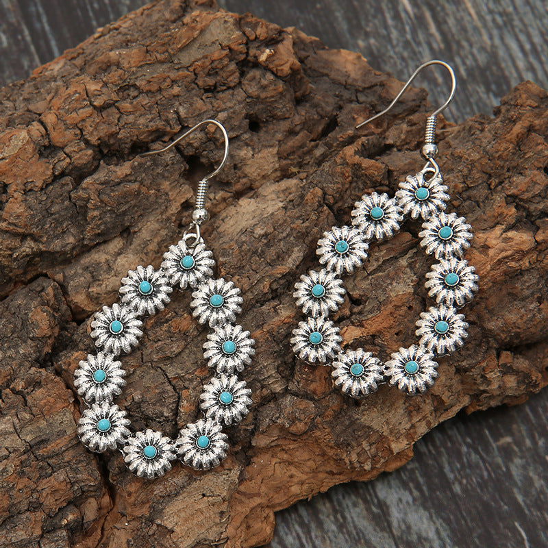 Turquoise Floral Cross Earrings for Women - product image 13