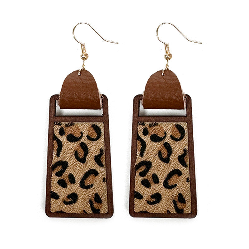 Western Statement Geometric Cross Leather Earrings - product image 5