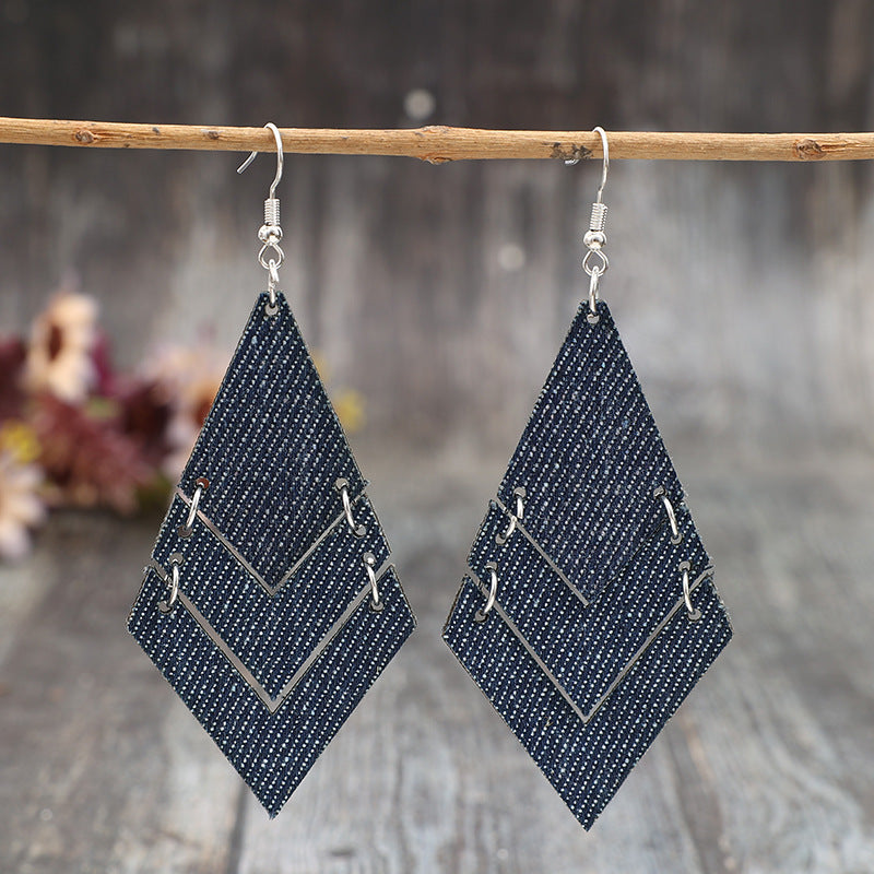 Geometric Cross Leather Earrings for Women - product image 2