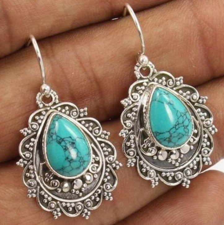 Earrings Inlaid with Sea Blue Topaz for Women Creative Rotating Water Drop - product image 39