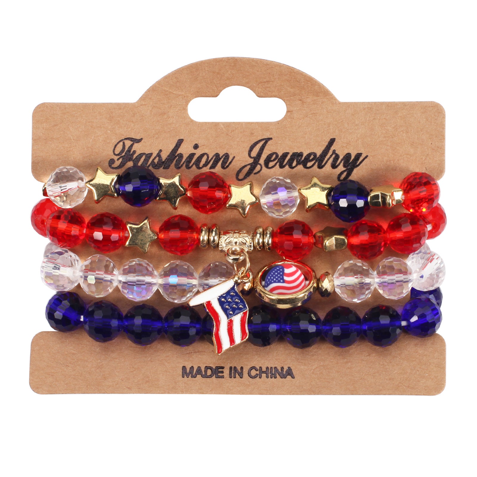Flag Beaded Crystal Bracelet