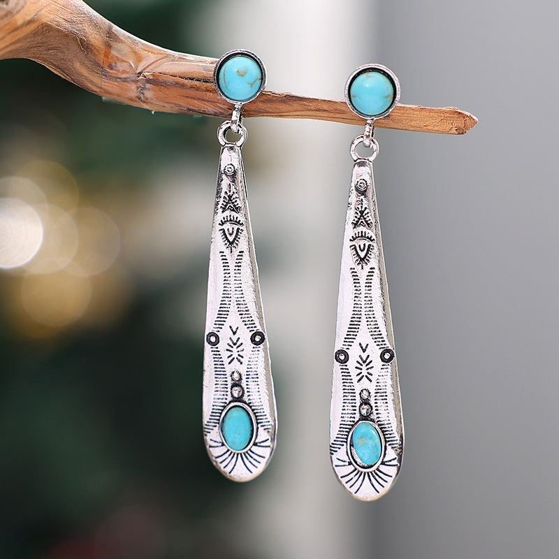 Western Turquoise Boho Vintage Statement Earrings - product image 1