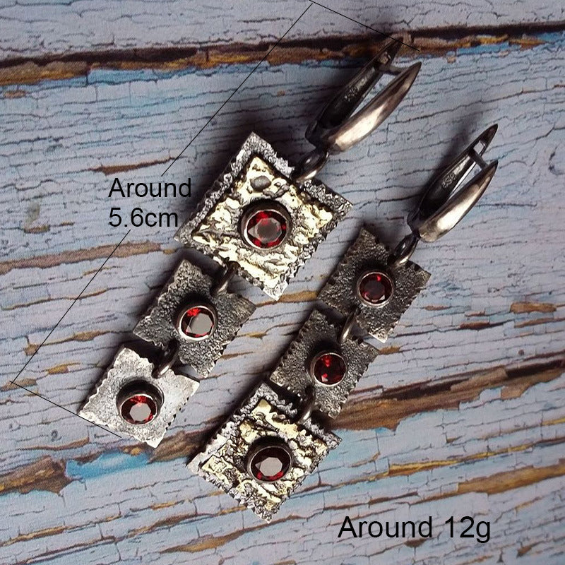 Vintage Geometric Cross Crystal Earrings - product image 5