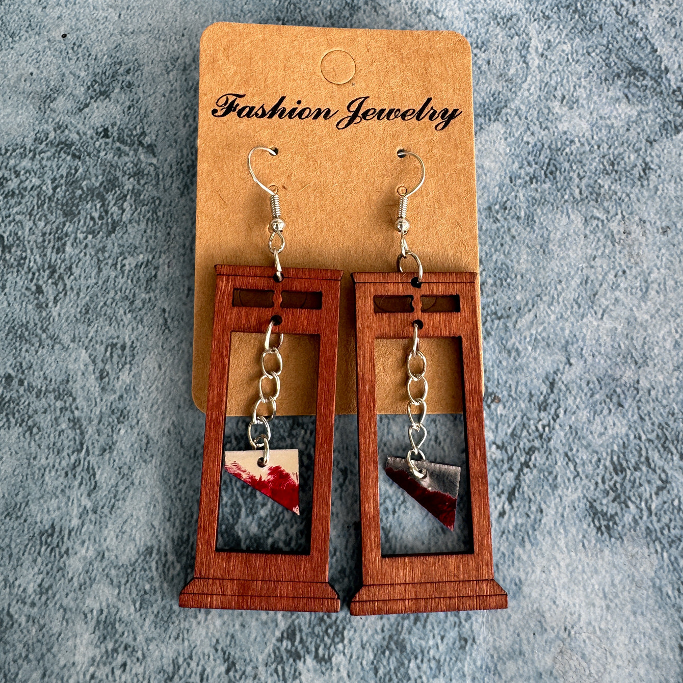 Vintage Cross Wood Earrings