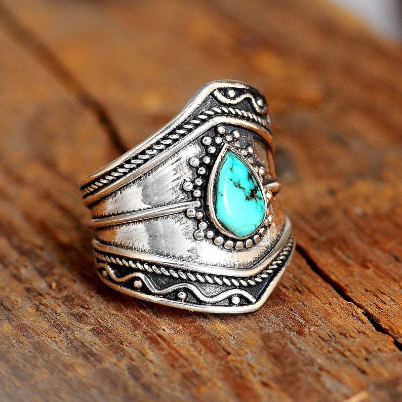 Turquoise Boho Vintage Statement Cross Ring - product image 11