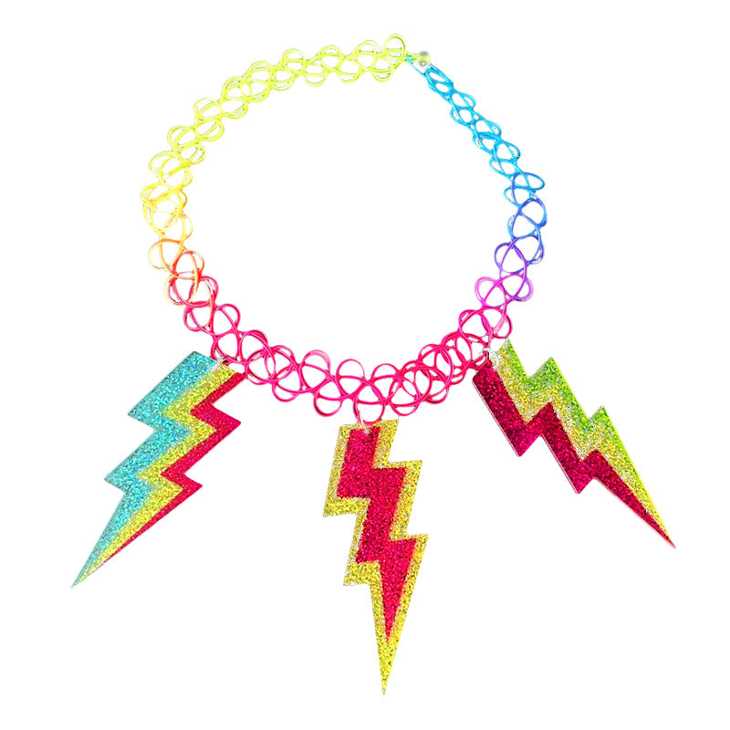 Neon Lightning Bolt Cassette Pendant Necklace - product image 13