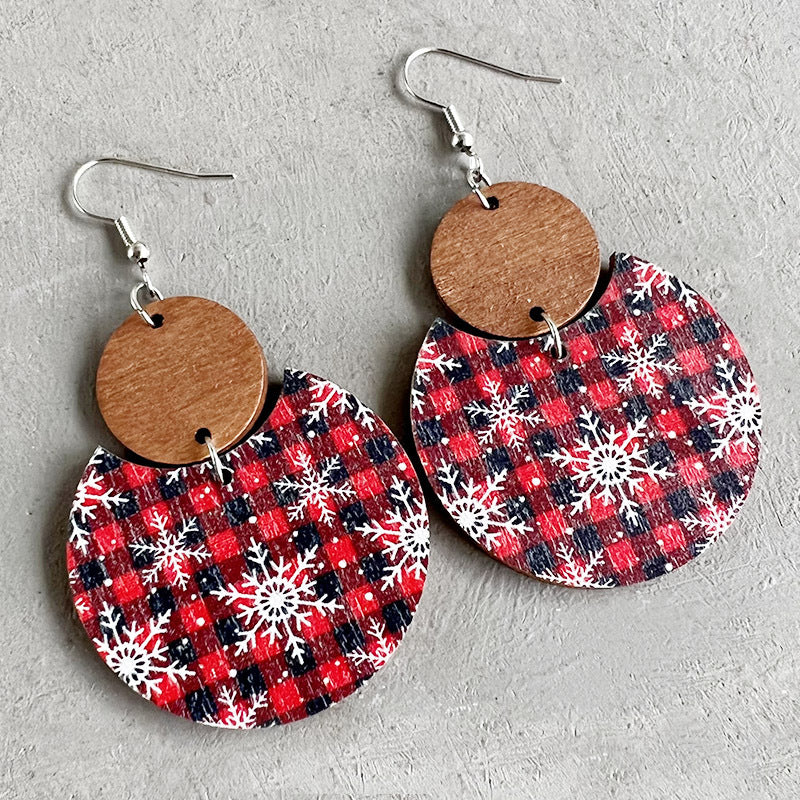 Boho Geometric Cross Wood Earrings - product image 2