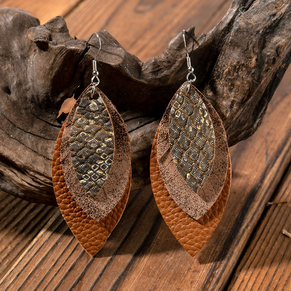 Cross Leather Earrings
