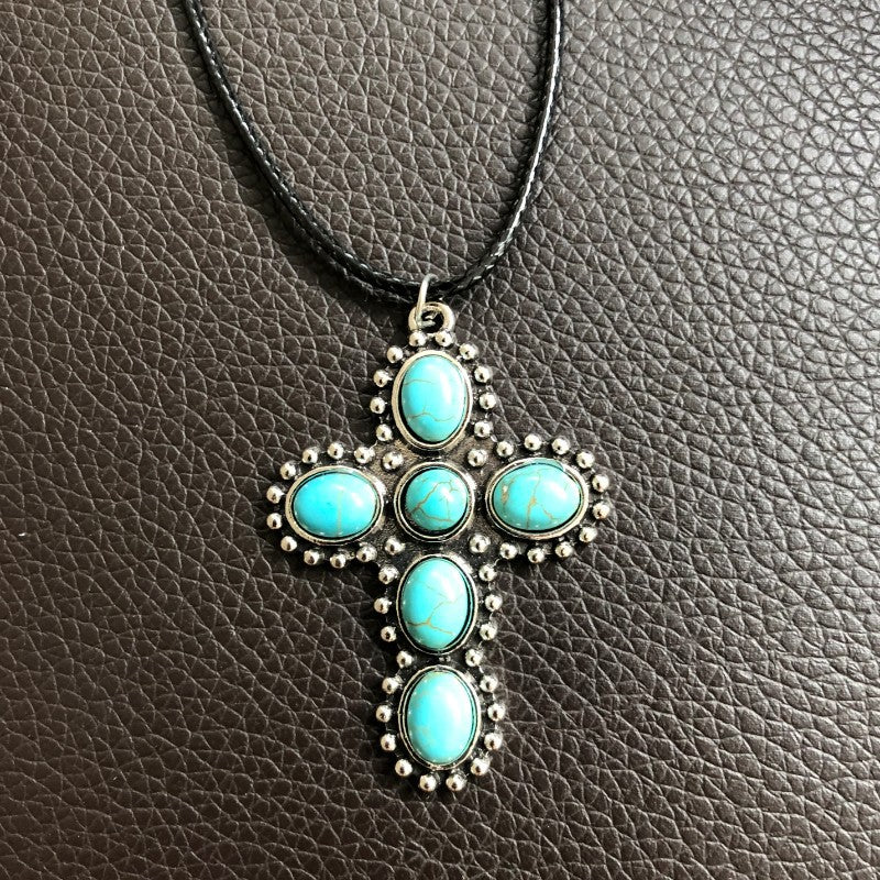 Turquoise Vintage Cross Necklace