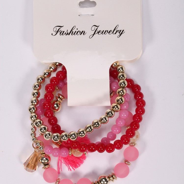 Women's Bracelets Multi-layered Glass Stone Bracelet Fabric Tassel Bracelet - product image 2
