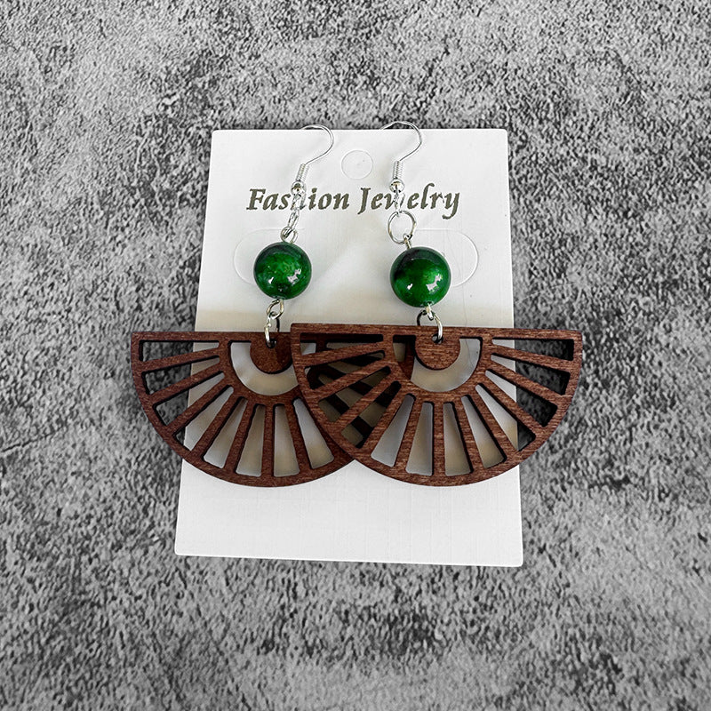 Turquoise Boho Cross Wood Earrings - product image 3