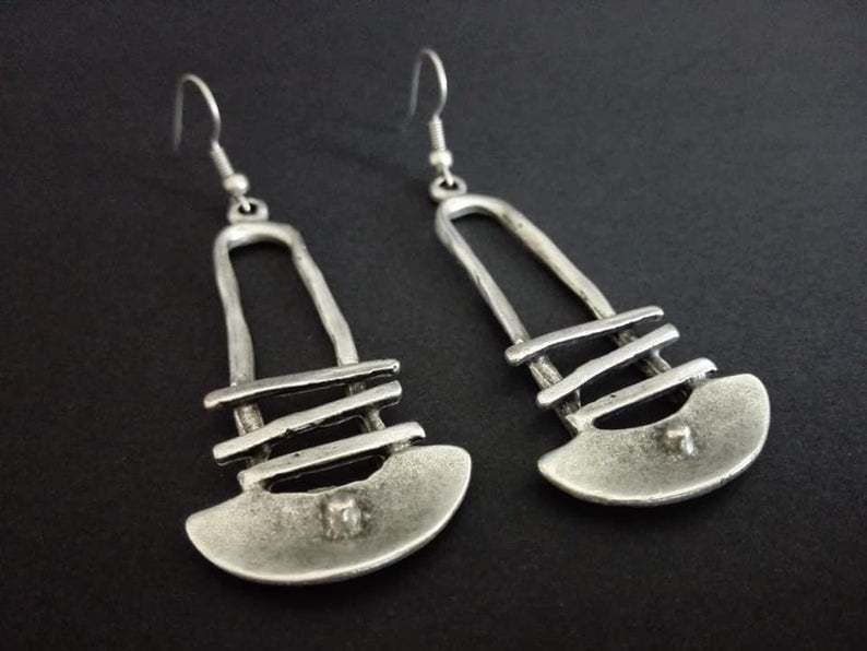 Vintage Statement Geometric Cross Earrings - product image 4