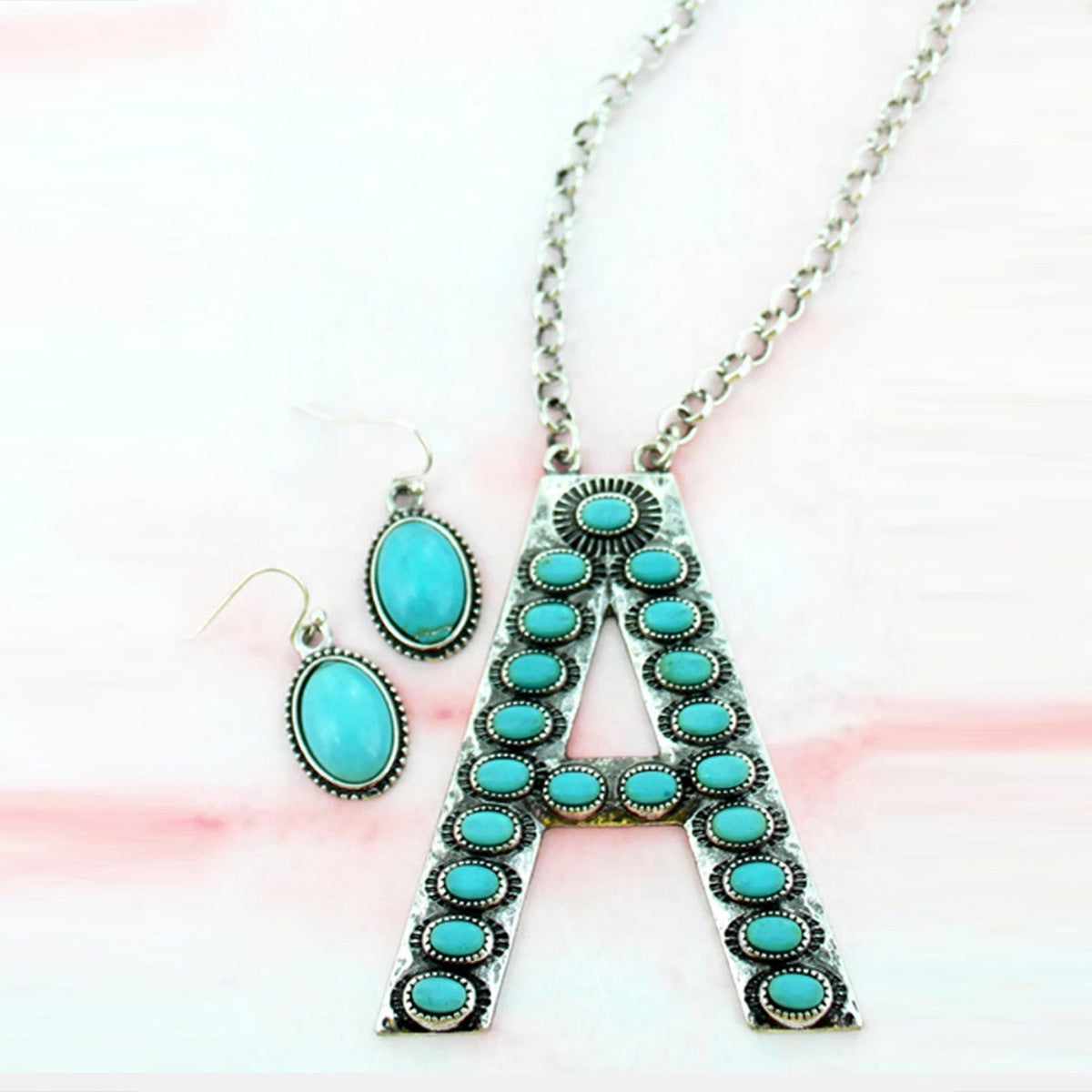 Turquoise Boho Vintage Cross Jewelry Set