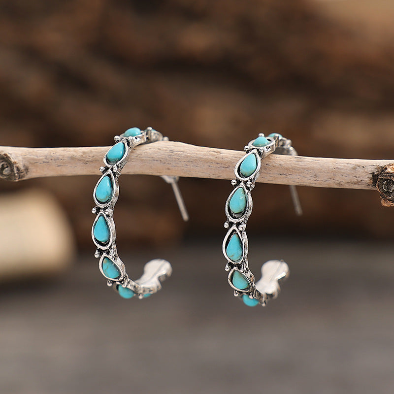 Western Turquoise Statement Cross Earrings - product image 2