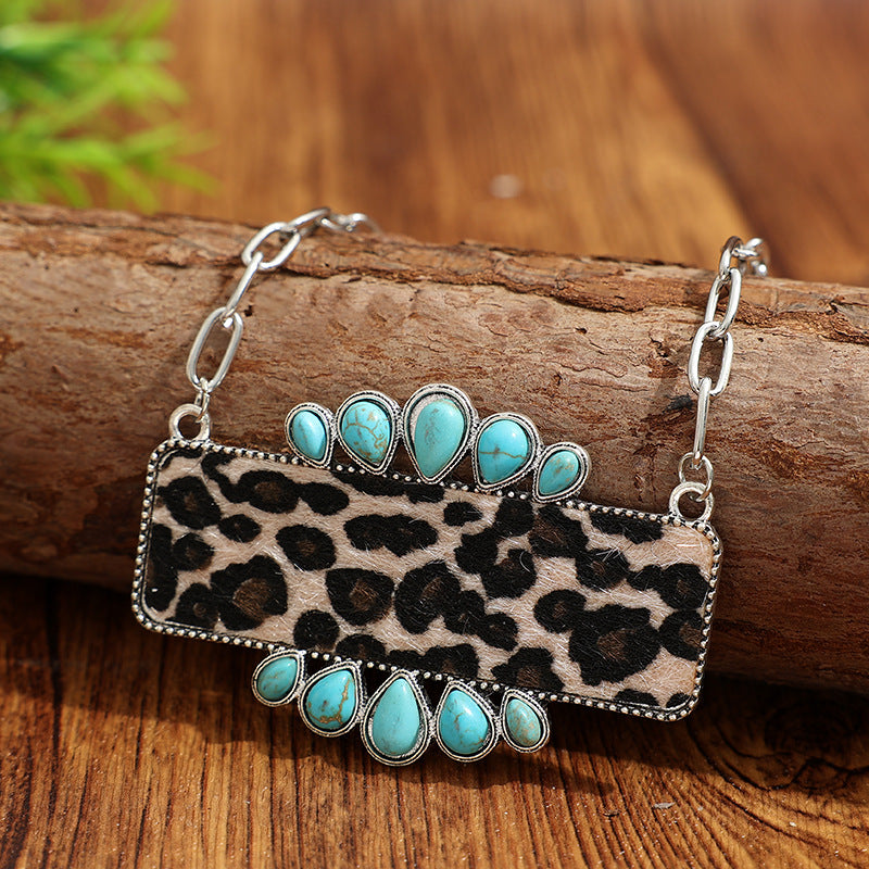 Turquoise Boho Vintage Geometric Necklace - product image 6