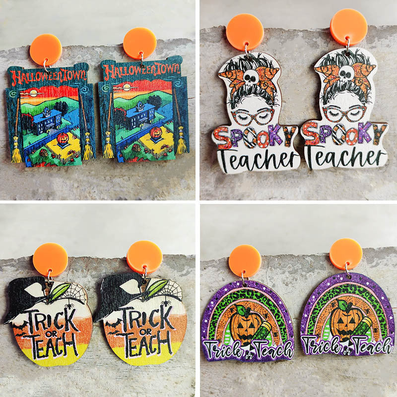 Thanksgiving Halloween Earrings Teacher Gifts Student Earrings Rainbow - product image 1