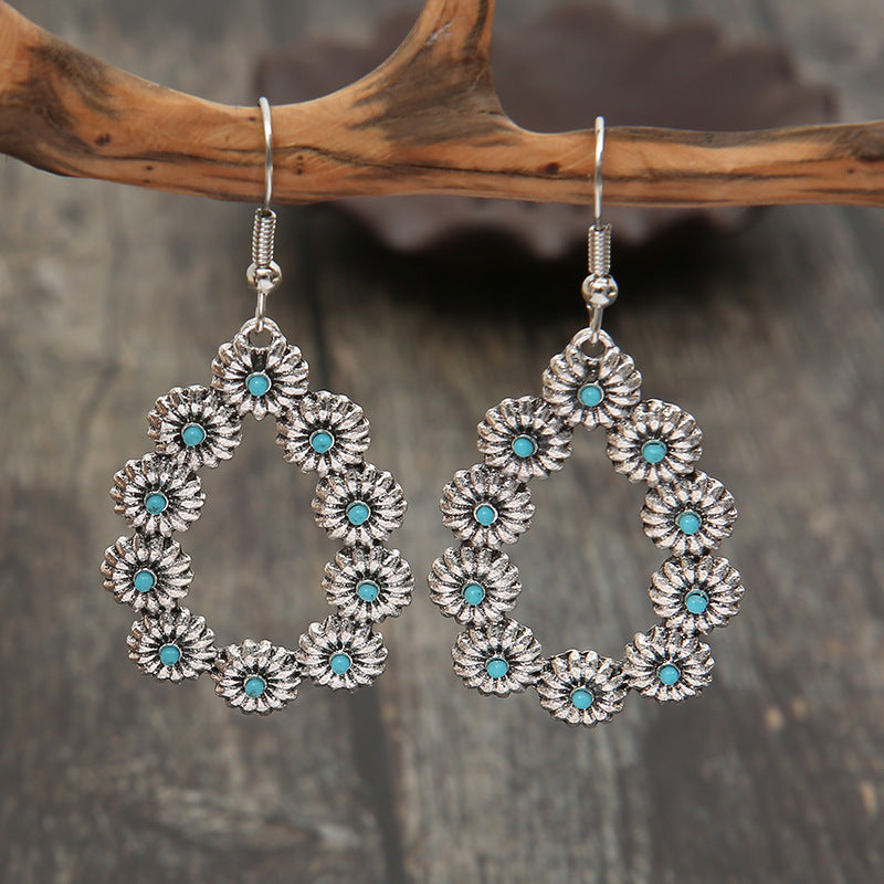 Turquoise Floral Cross Earrings for Women - product image 2