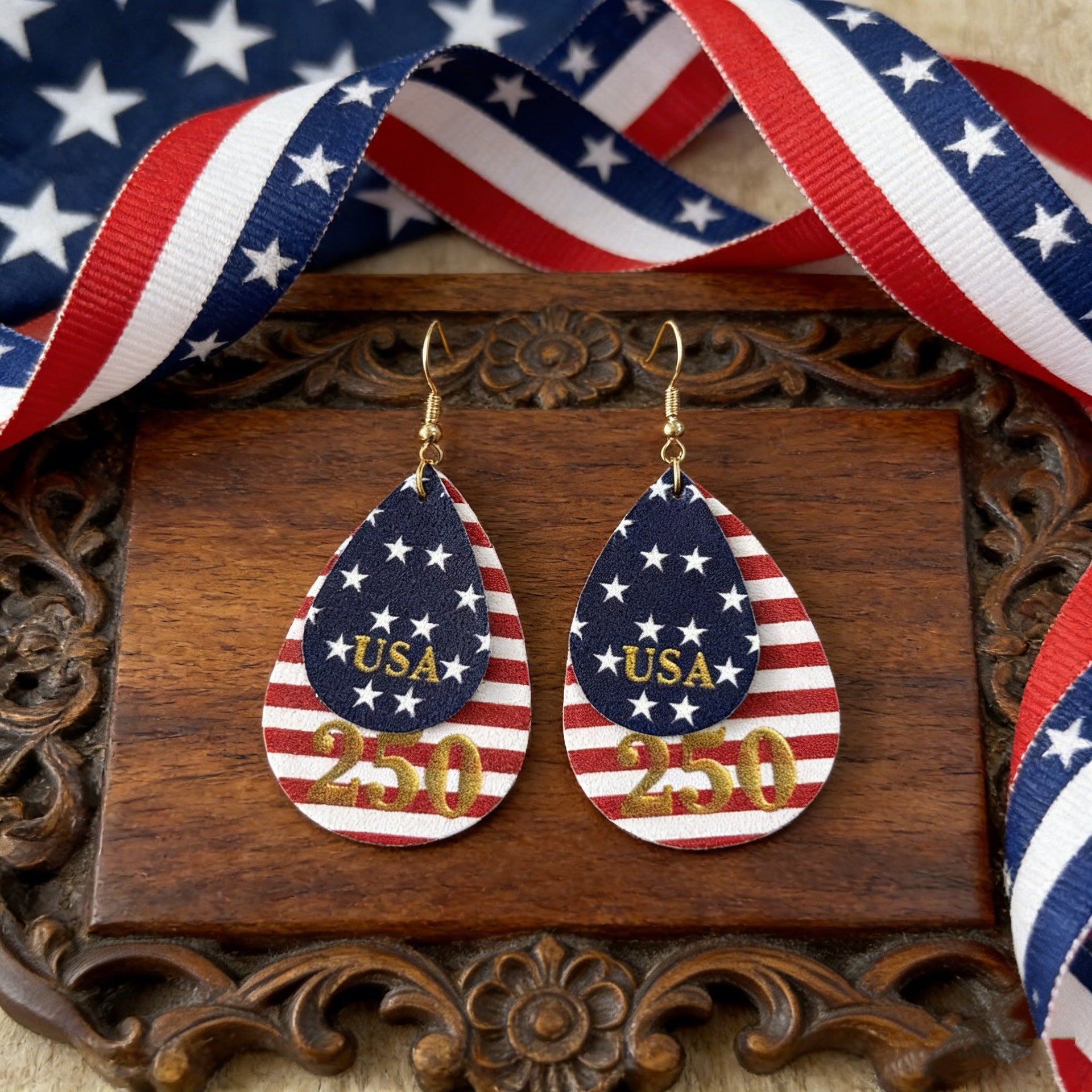 Cross Flag Leather Earrings - product image 13