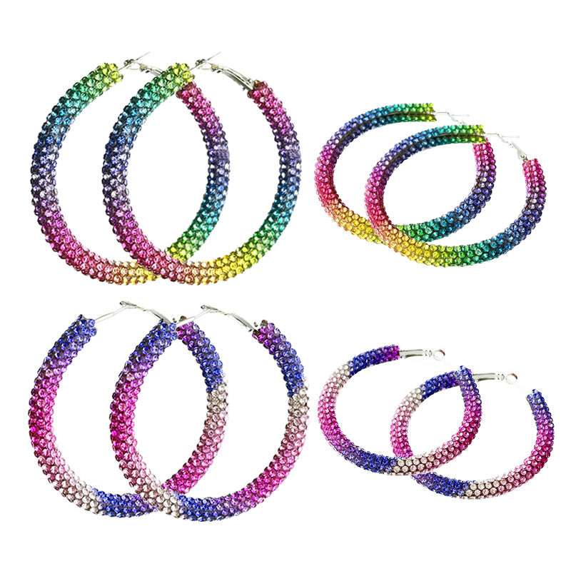 Supply Easter Women's Earrings Gradient Color Dreamy Pink Sparkling Diamond