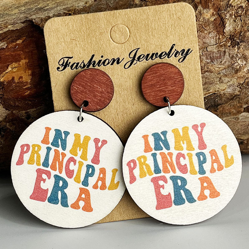 Floral Cross Wood Earrings