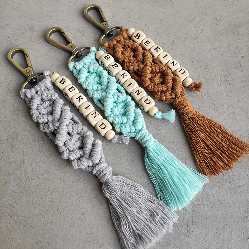 Morandi Color Keychain in Europe and America - Handmade Diy Weaving Bekind - product image 1