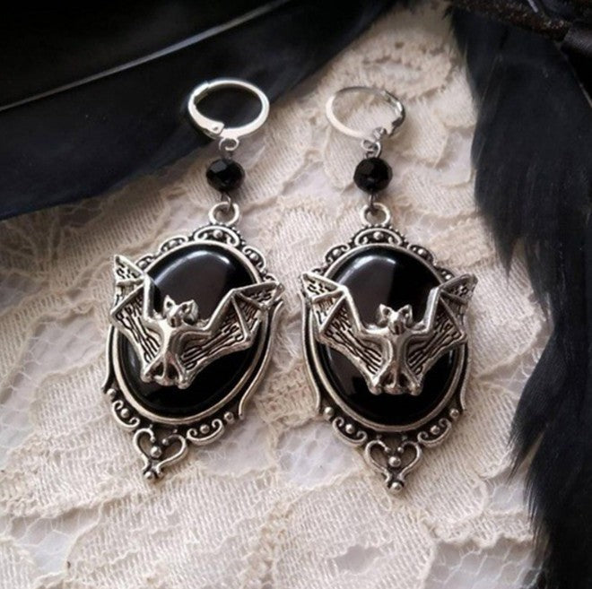 Halloween Necklace Unique Animal Bat Black Gemstone Necklace - Earrings - - product image 5
