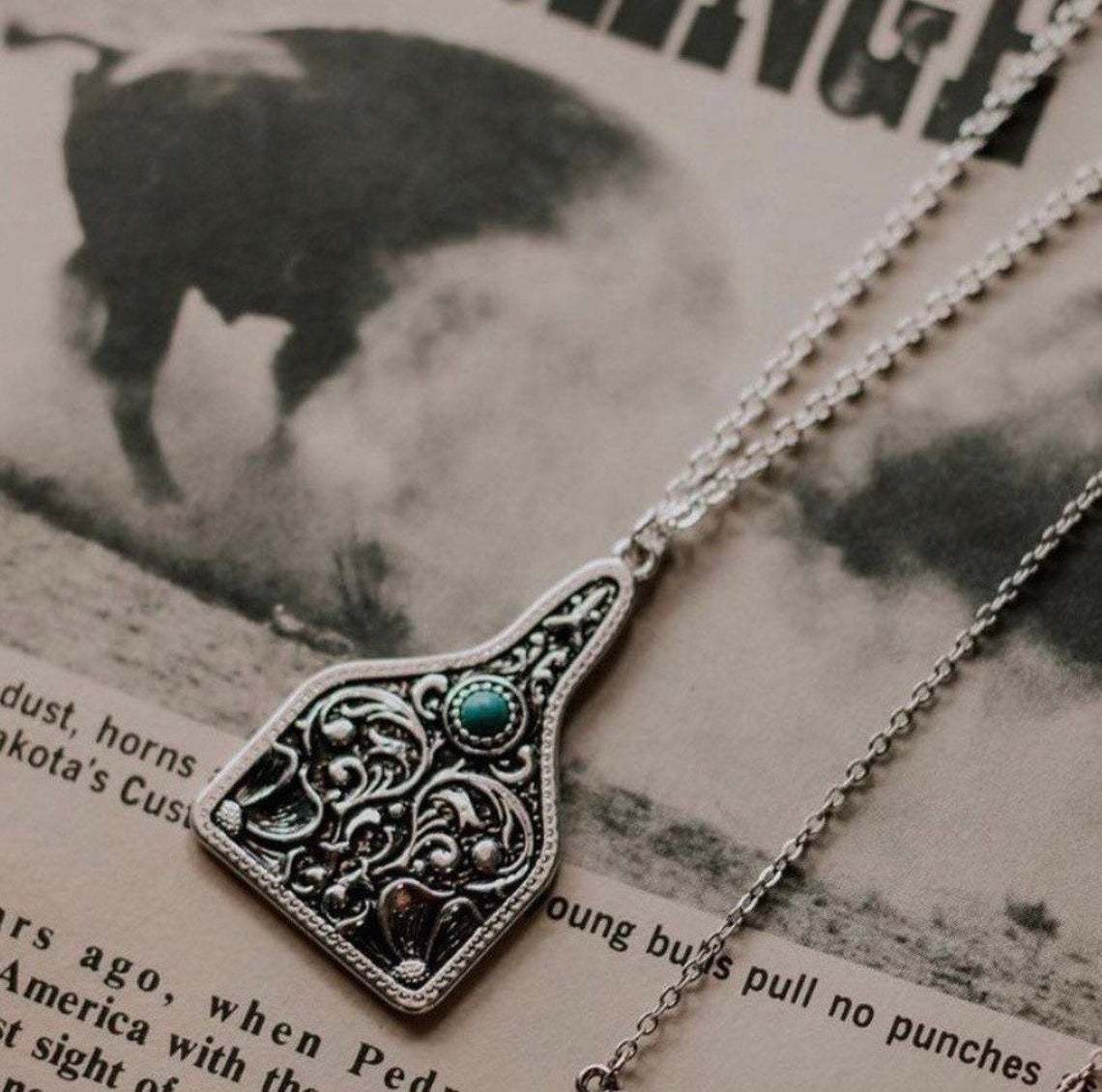 Turquoise Vintage Geometric Cross Necklace - product image 4