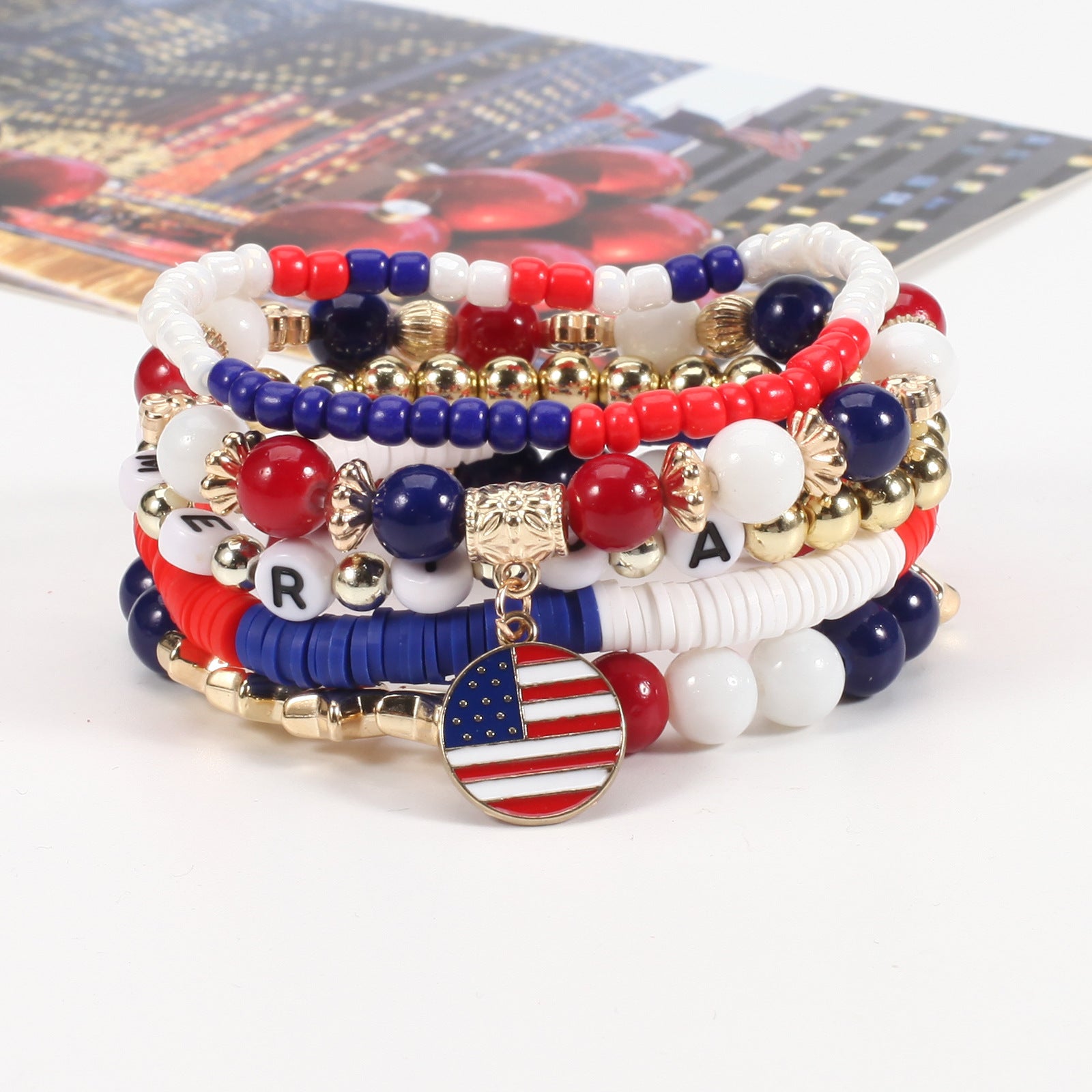 Flag Beaded Crystal Bracelet - product image 2