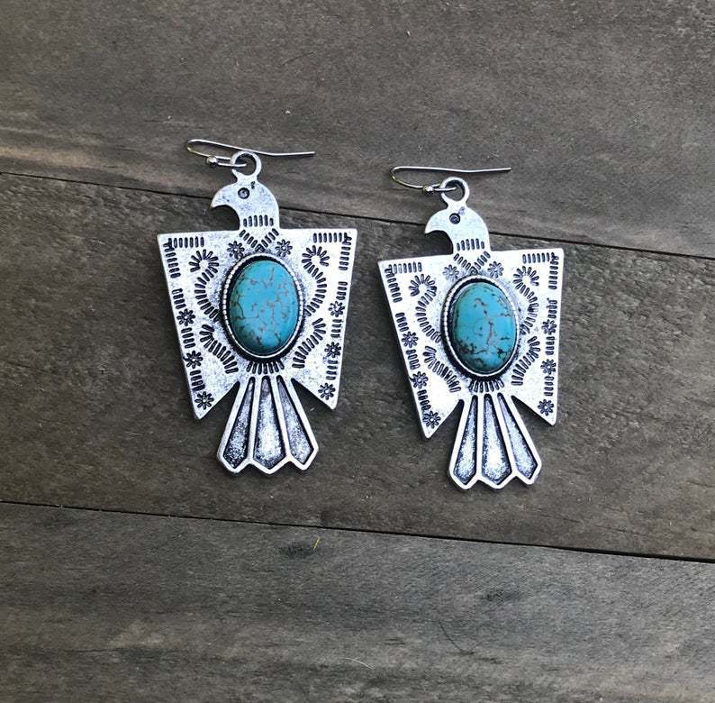 Turquoise Boho Vintage Statement Earrings - product image 3