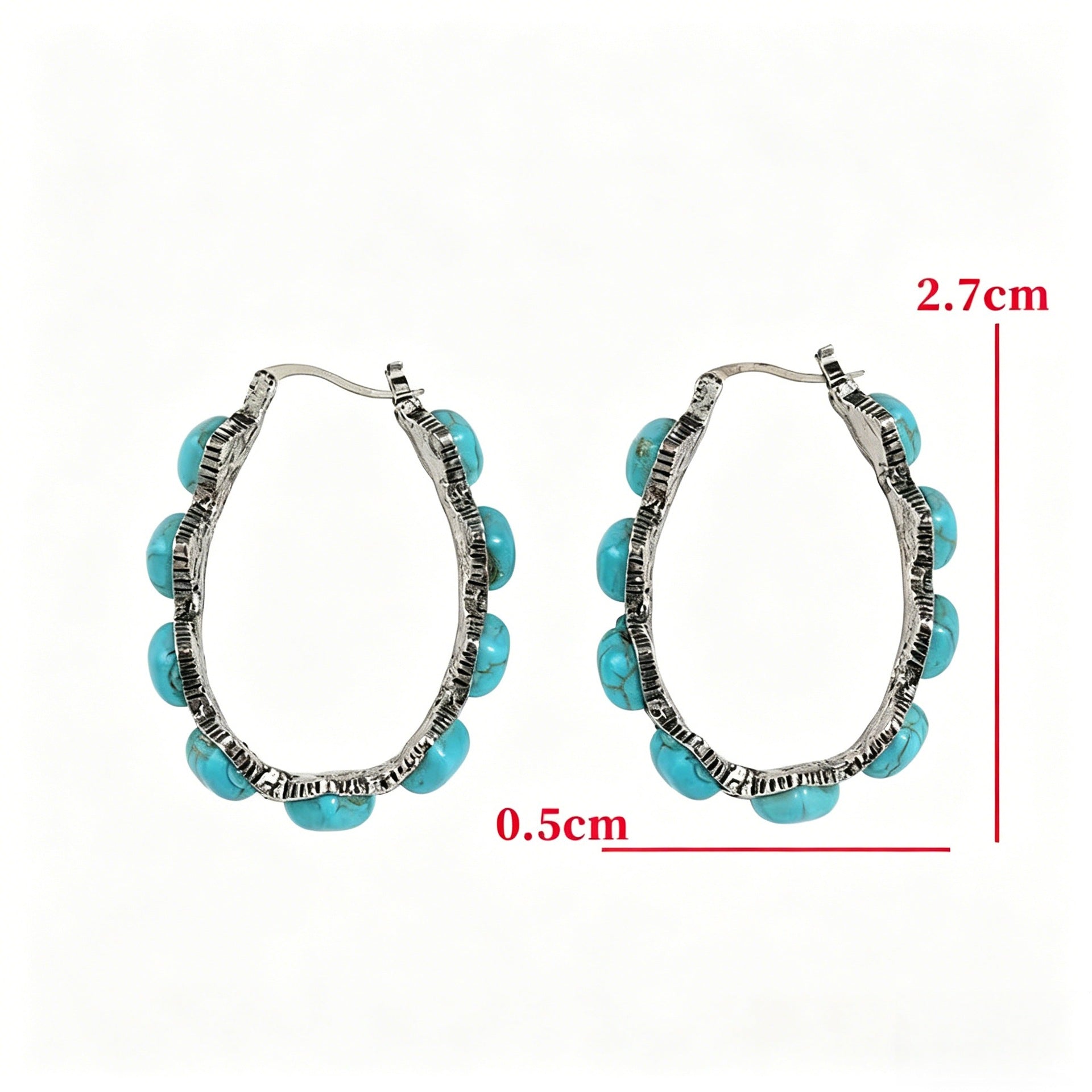 Turquoise Statement Geometric Cross Earrings - product image 5