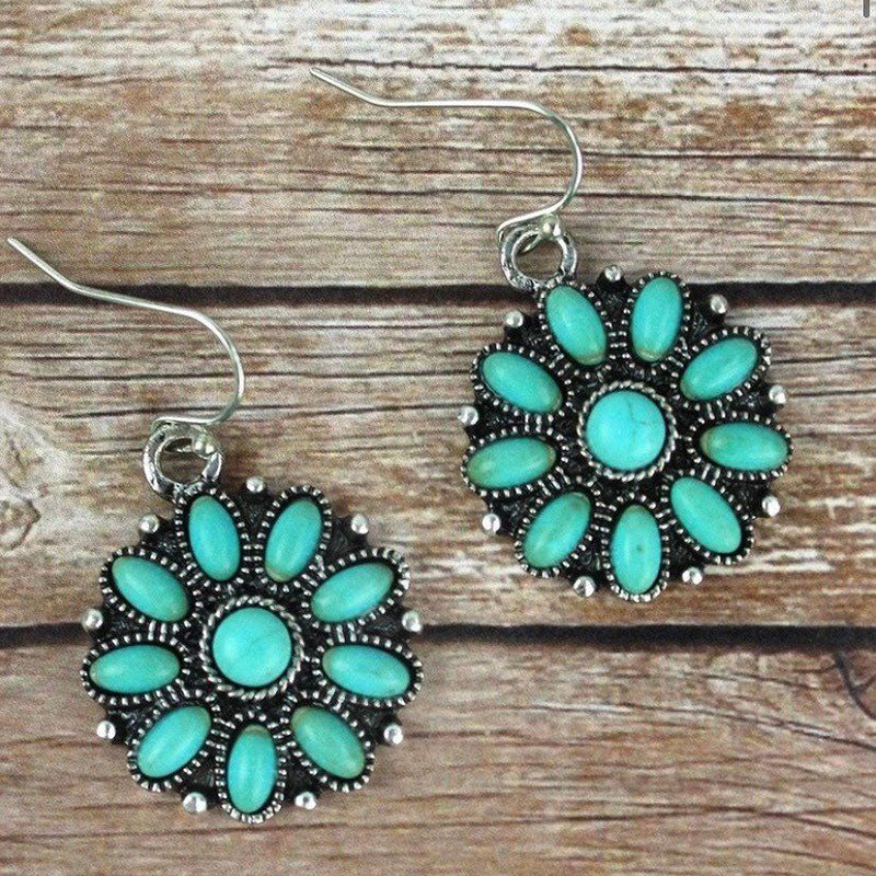 Turquoise Vintage Statement Floral Earrings - product image 3