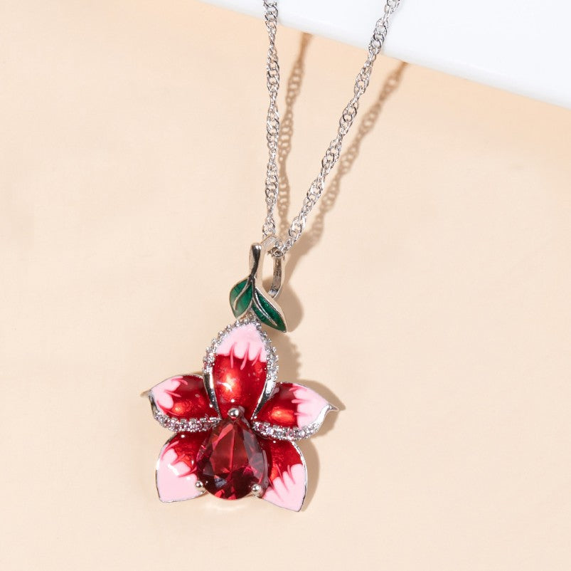 Crystal Orchid Flower Pendant Necklace for Women - product image 2