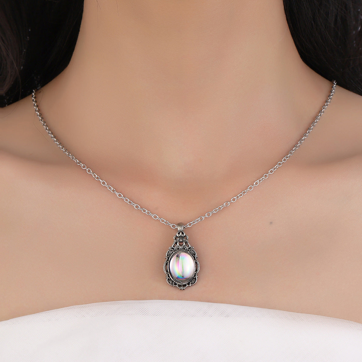 Vintage Moon Cross Necklace for Women