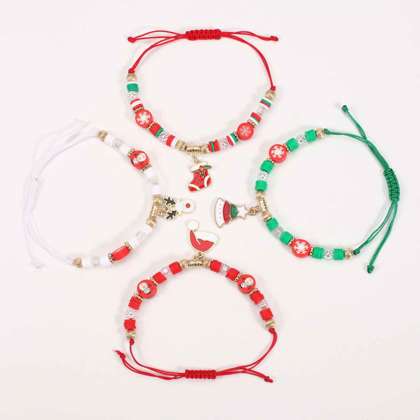 Christmas Bracelet Braided Adjustable Bracelet Snowman - Christmas Tree - - product image 2