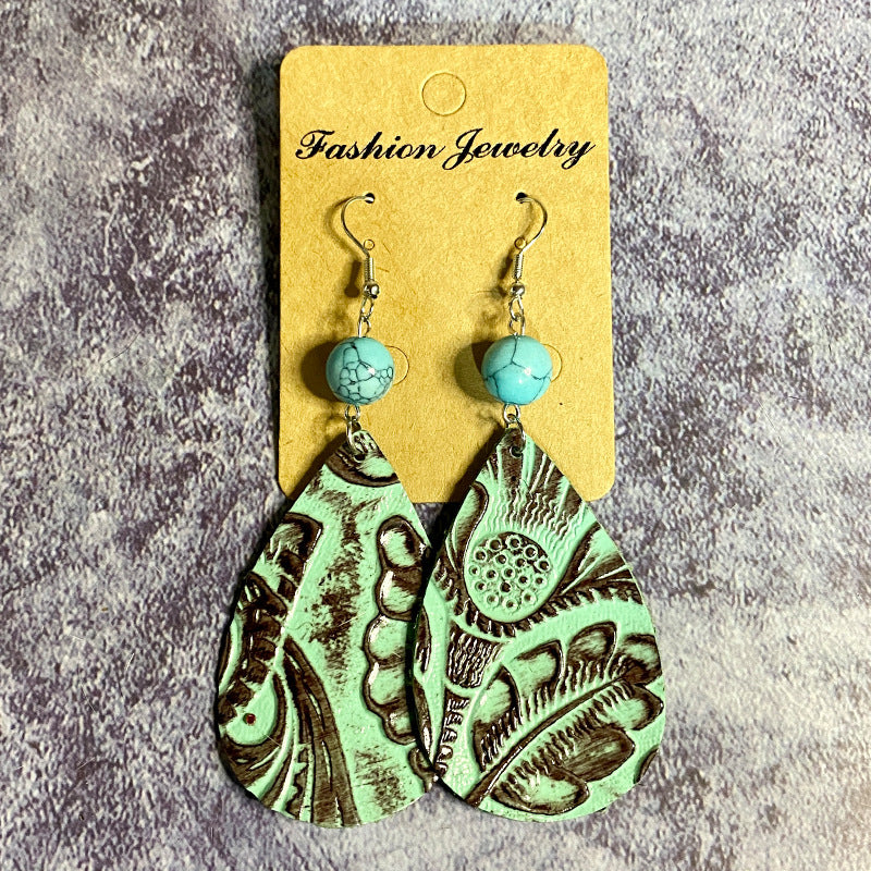Western Turquoise Vintage Horse Cross Earrings - product image 2