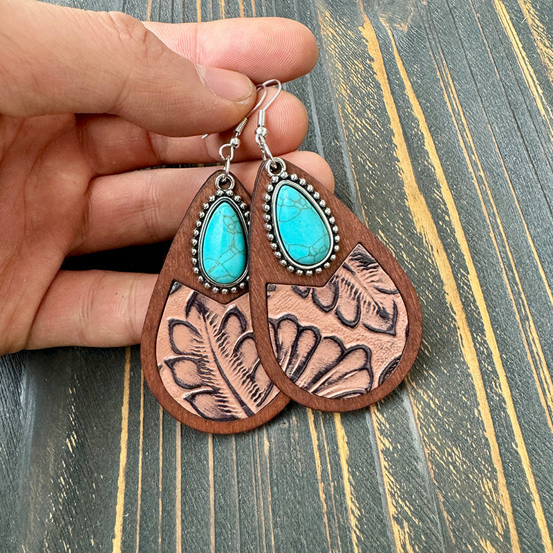 Western Vintage Horse Cross Leather Earrings - product image 3